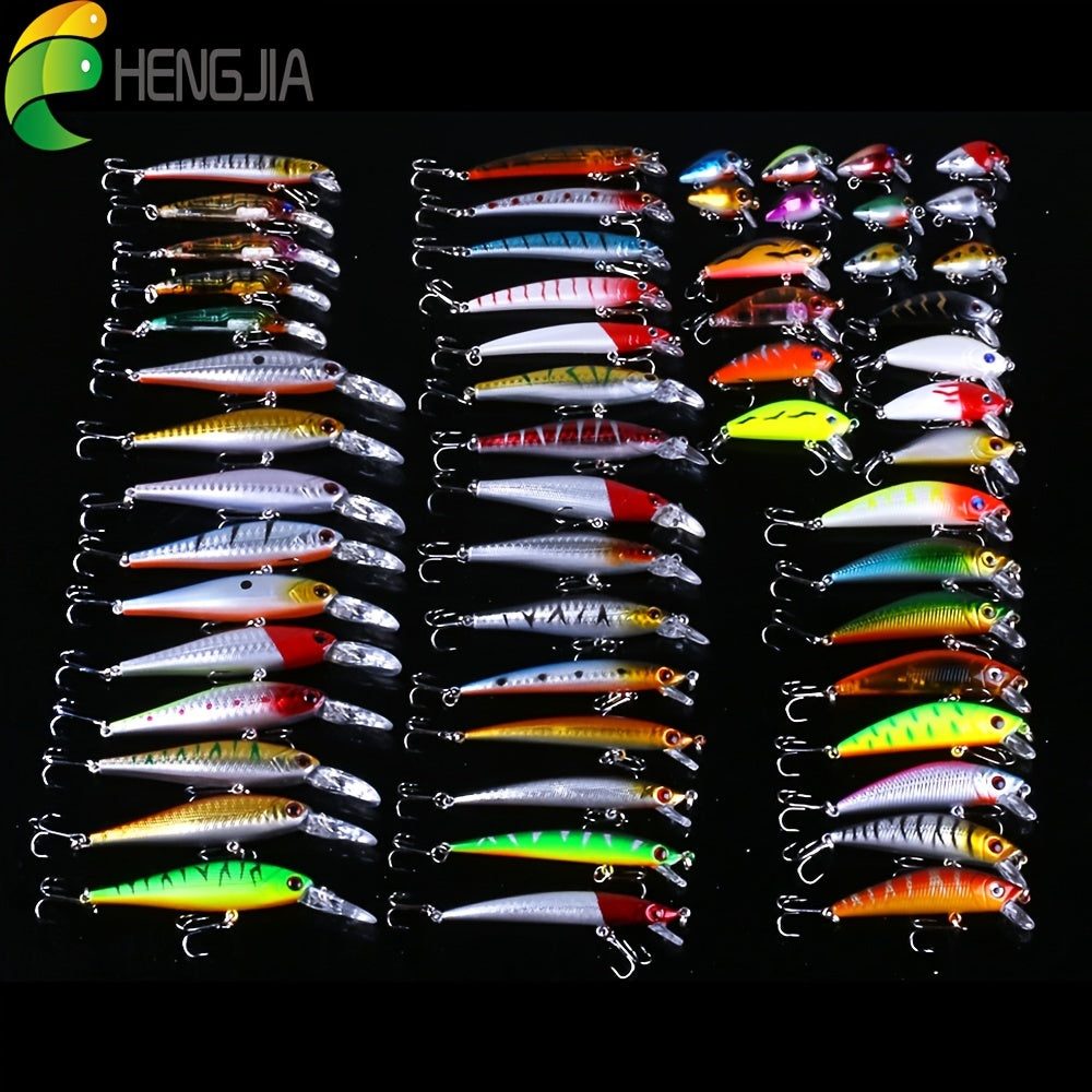 56pcs  Fishing Lures Kit Crankbait Tackle Minnow Popper Pencil Swimbaits Hook Freshwater Saltwater Hard Baits Set for pike carp bass fishing christmas gift for man