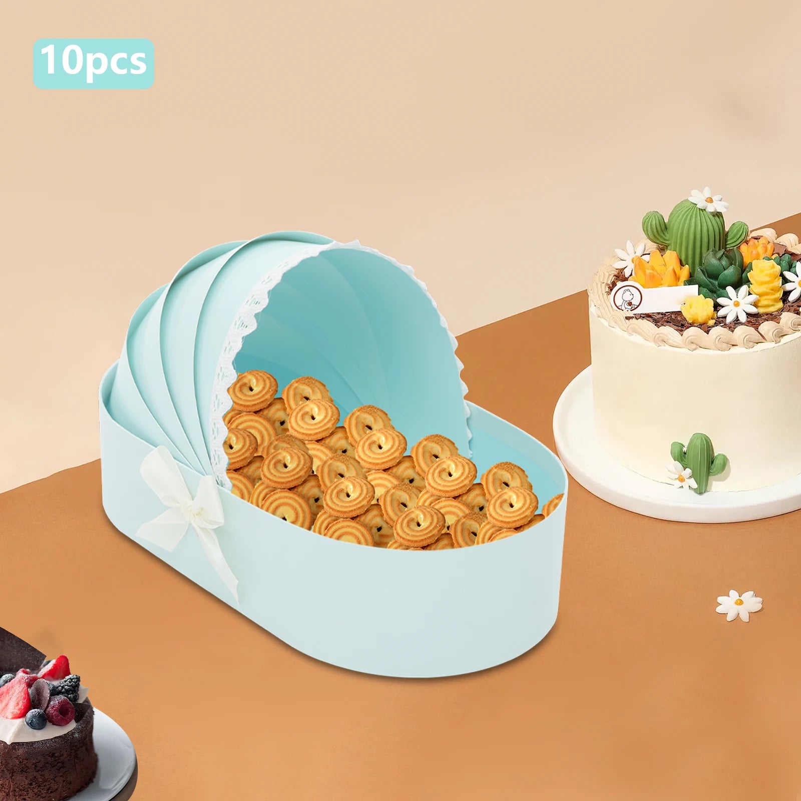 10pcs Cradle-Shaped Companion Gift Box for Baby Shower Crib Sweet Flower Bouquet Packing Basket Wedding Supply #S 33.5x17.5x8cm