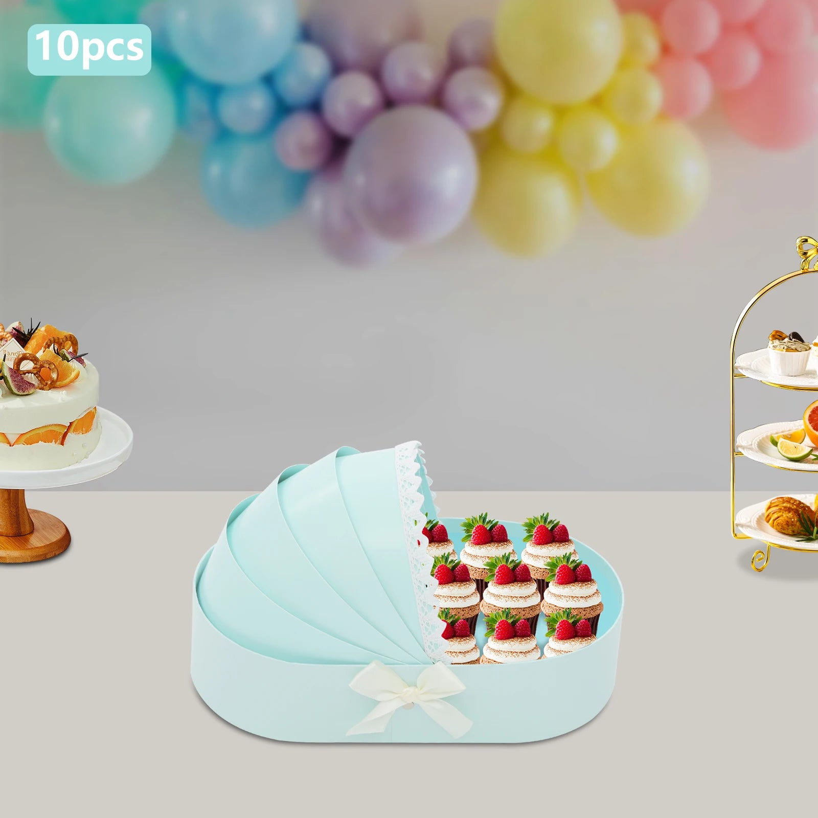 10pcs Cradle-Shaped Companion Gift Box for Baby Shower Crib Sweet Flower Bouquet Packing Basket Wedding Supply #S 33.5x17.5x8cm